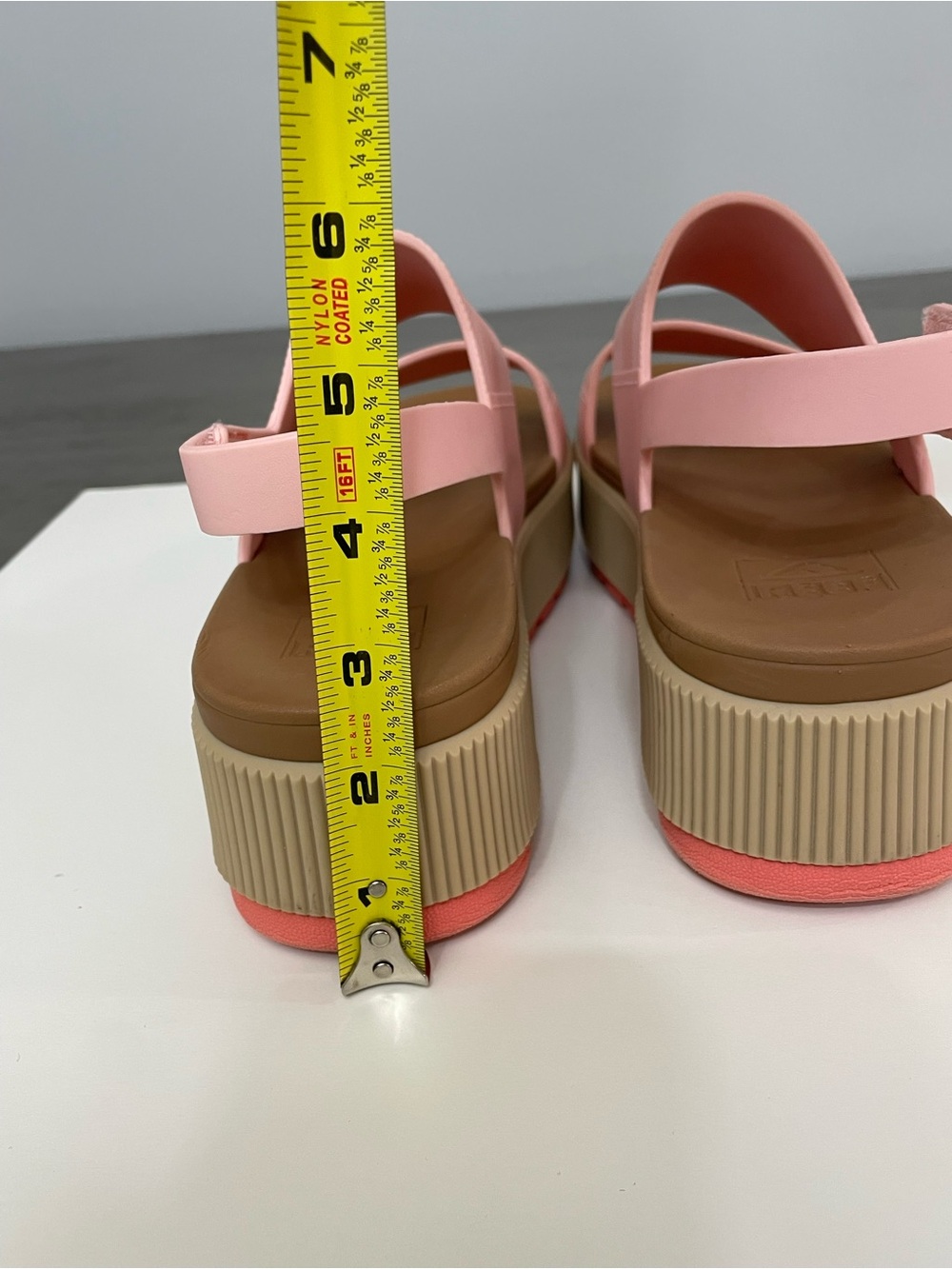 Reef Pink Platform Slingback Sandals with Tan Midsole - Picture 3 of 13